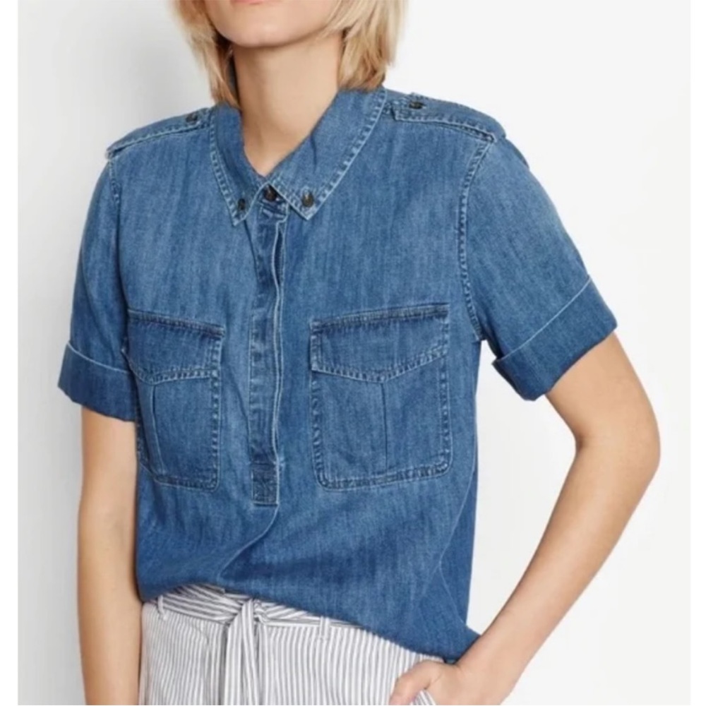 Equipment Femme Rory Chambray Denim Blouse 100% Cotton Women's Size XS